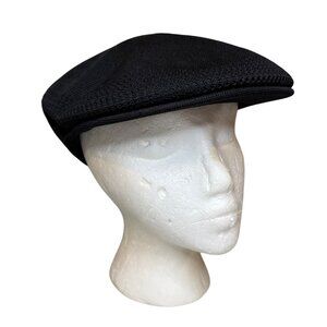 Kangol Tropic Ventair Black Flat Cap Medium Newsboy Cabbie Hat